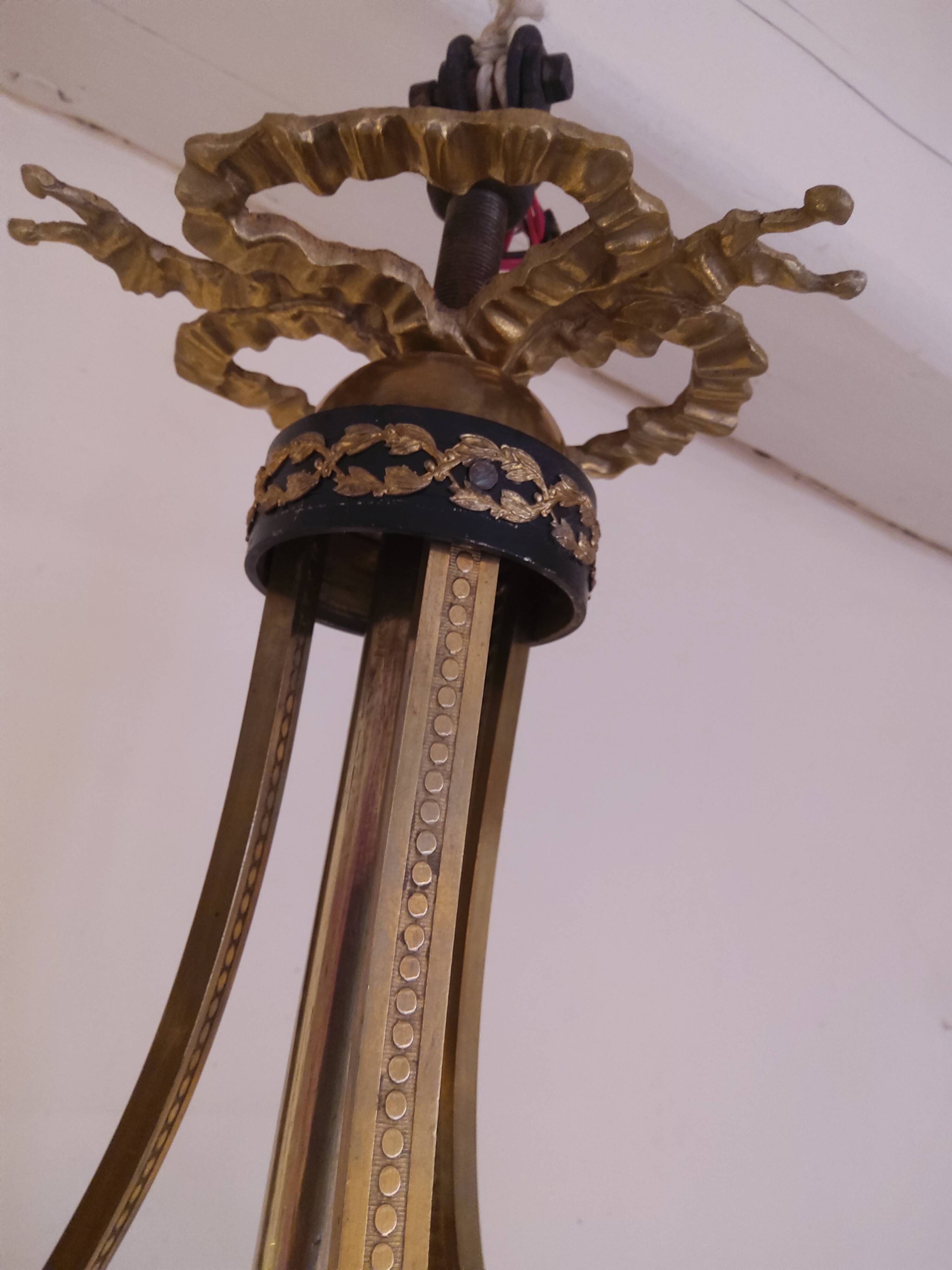 Lustre panier ancien en bronze