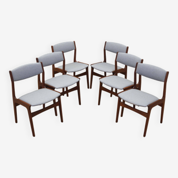 Ensemble de six chaises en teck, design danois, années 1970, fabrication : Nova