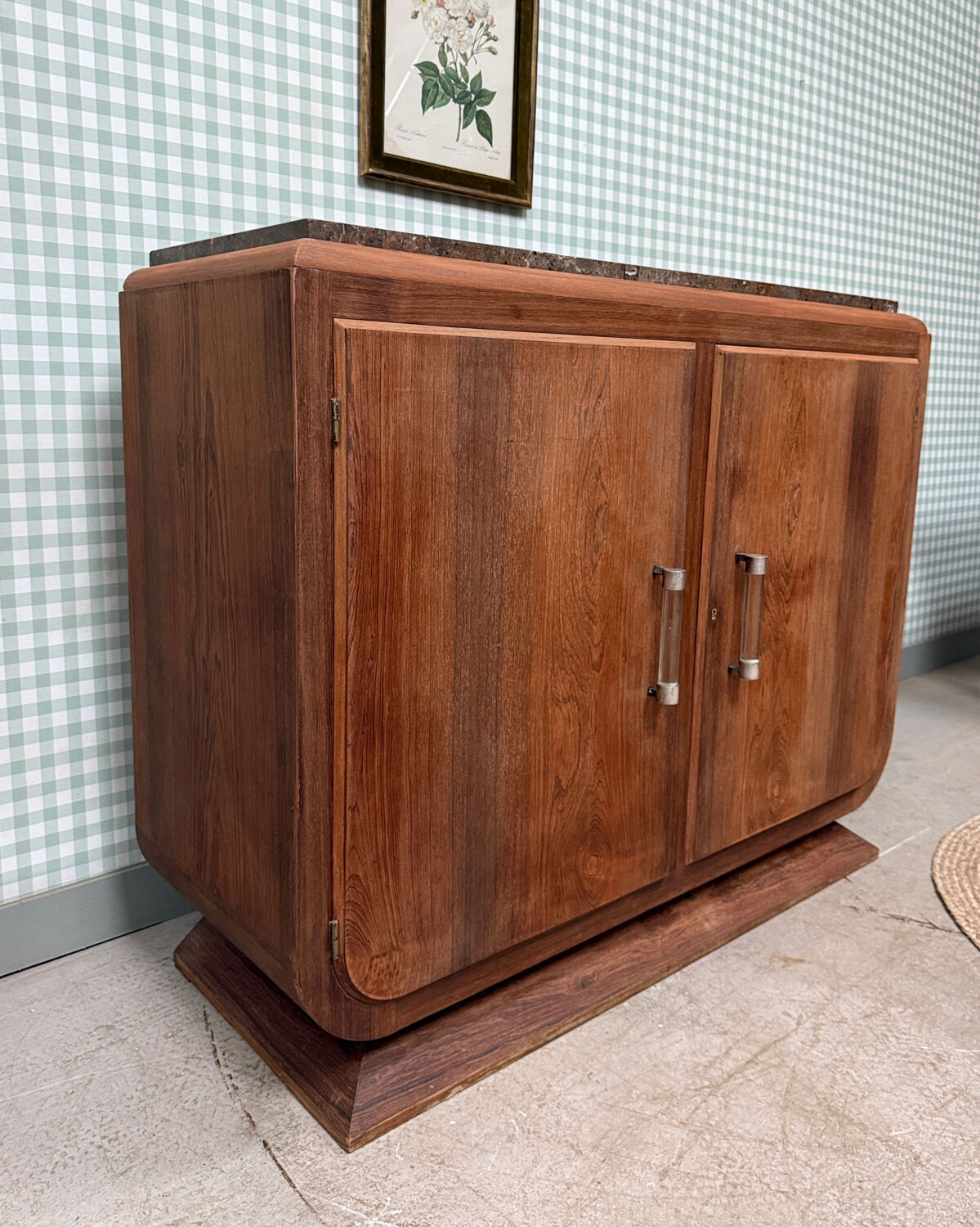 Large Art Deco sideboard in rosewood and marble (renovated)