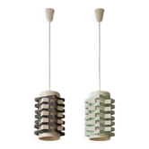 Pair of rare vintage table lamps, sculptural metal design, 1970s, 85 x 20 cm