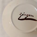 Set of 2 glazed ceramic dessert plates signed ZINGARO - Italy 1960s