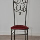 Chaises d'appoint chiavarine style régence hollywood en laiton et velours, set de 2