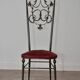 Hollywood regency style brass & velvet chiavarine side chairs, set of 2