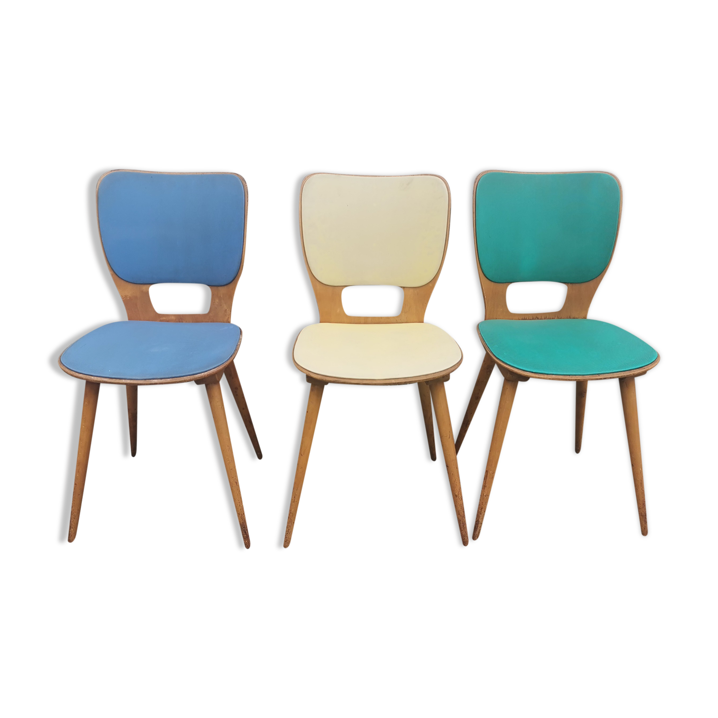 Trois chaises vintage de couleur année 50