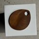 Small circular teak monoxyle cutting board with handle 22 x 13.