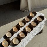 11 assiettes creuses artisanales vintage en grès mat