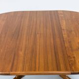 Danish Round Teak Dining Table with Extension from S Møbelfabrik, 1970s
