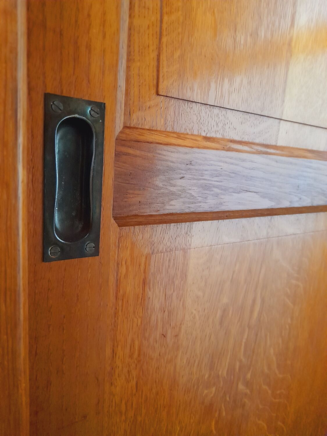 Vintage oak sliding wardrobe/closet