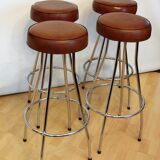 Pair of hockers, bar chairs 70s