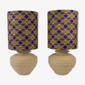 Paire de lampes de chevet vintage motif Paon