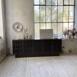 Brutalist sideboard attributed to De Coene, 1970s