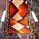 Pair of folding camping chairs, vintage seventies fabric, Lafuma