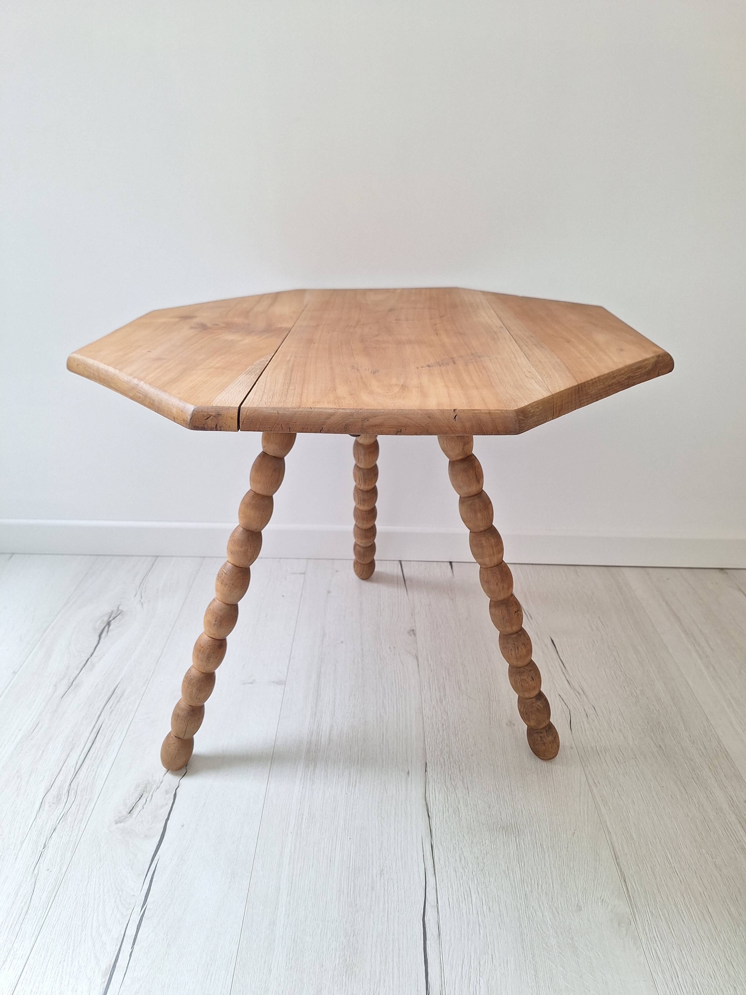 Table basse / bout de canapé / Table d'appoint tripode plateau octogone