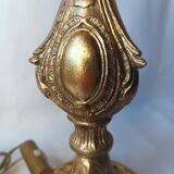 Antique gilded bronze lamp with engraved tulip medallion, 47 cm, interior decoration.