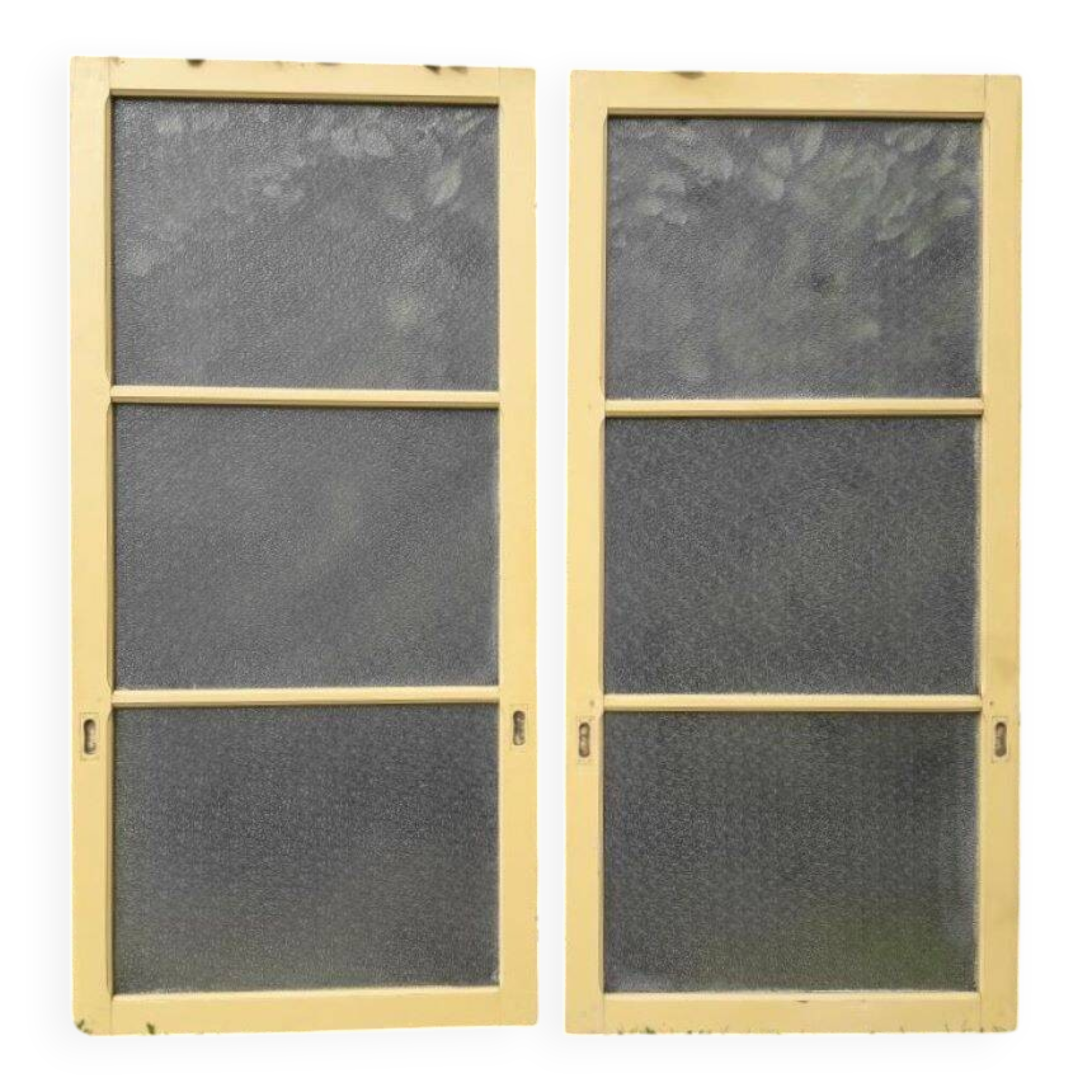 Pair of antique translucent glass sliding doors