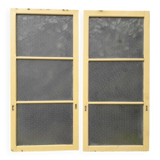 Pair of antique translucent glass sliding doors
