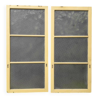 Pair of antique translucent glass sliding doors