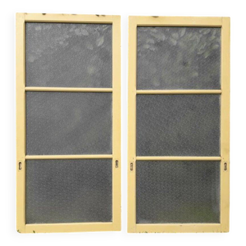 Pair of antique translucent glass sliding doors