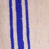 Coussin rayé bleu et blanc en laine