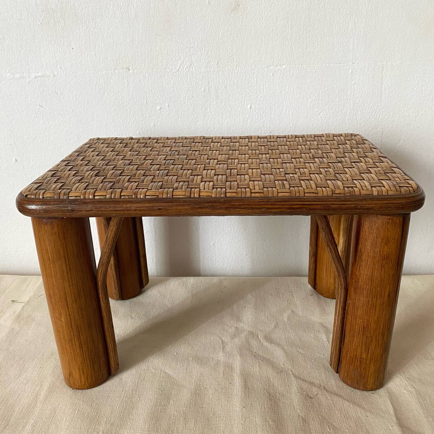 Vintage rattan low stools