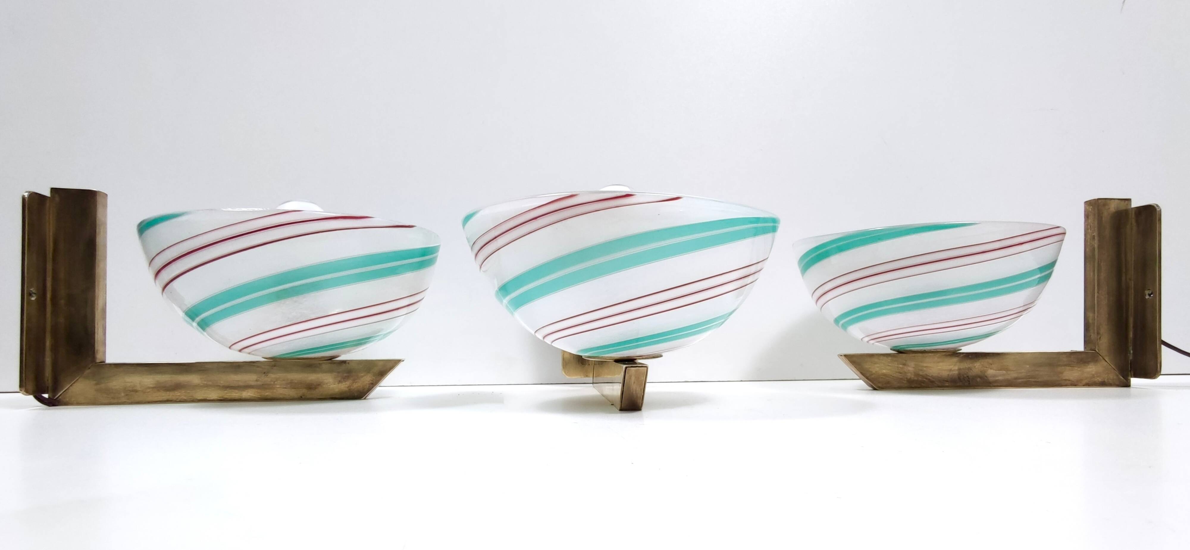 Rare Murano Glass and Brass Wall Light by Dino Martens for Aureliano Toso, Italy