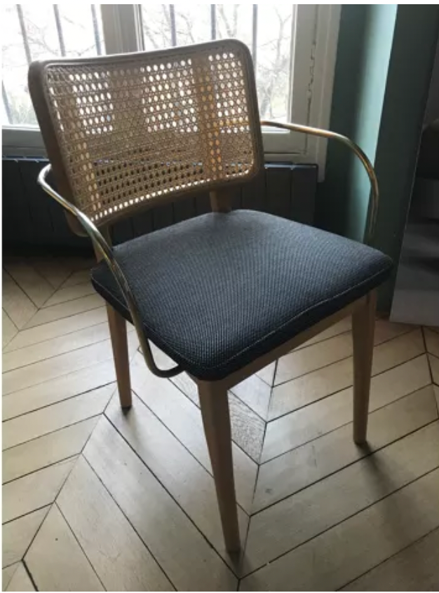 Cannages Chêne chairs with armrests fabric caviar