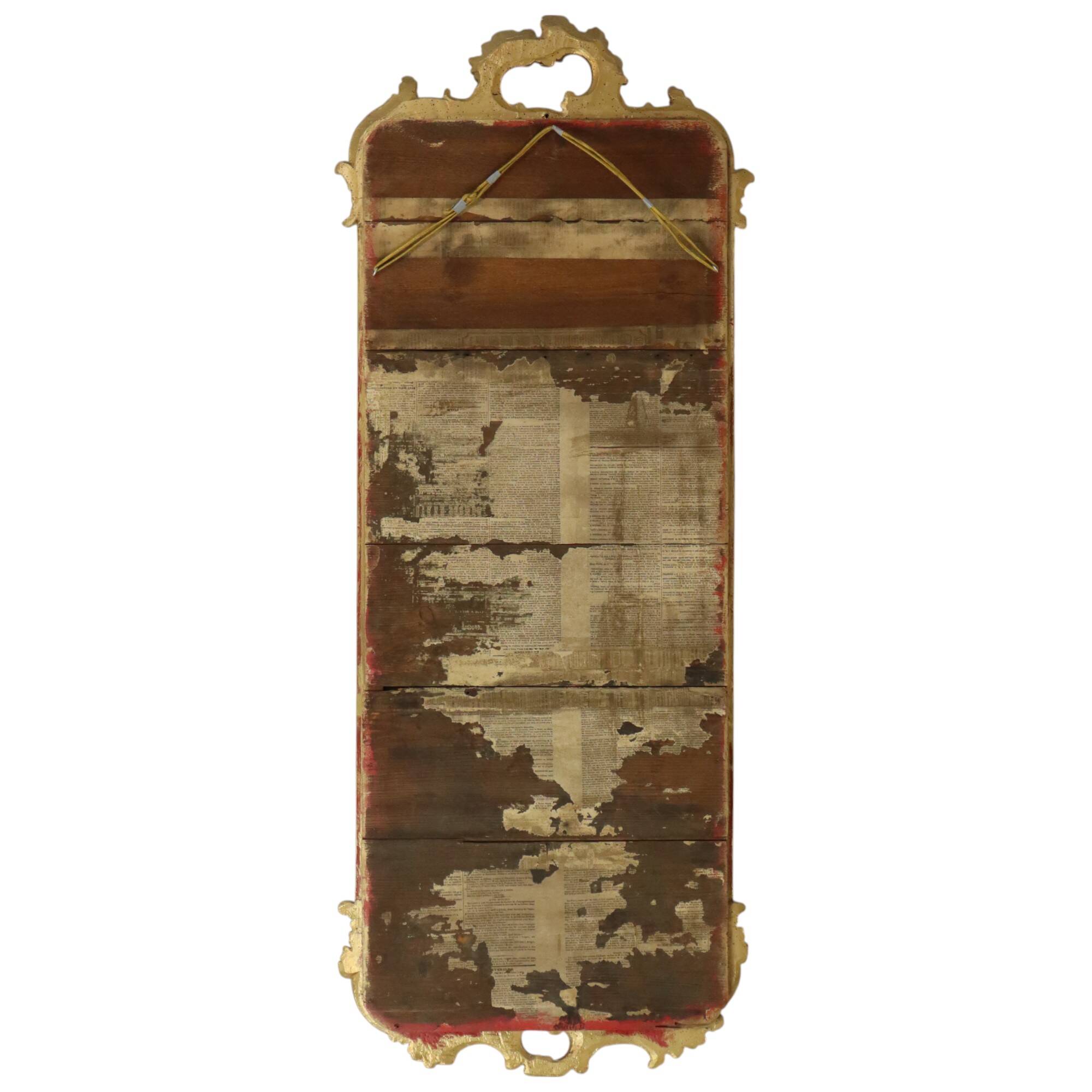Miroir ancien français doré de style baroque du XIXe siècle 148 cm