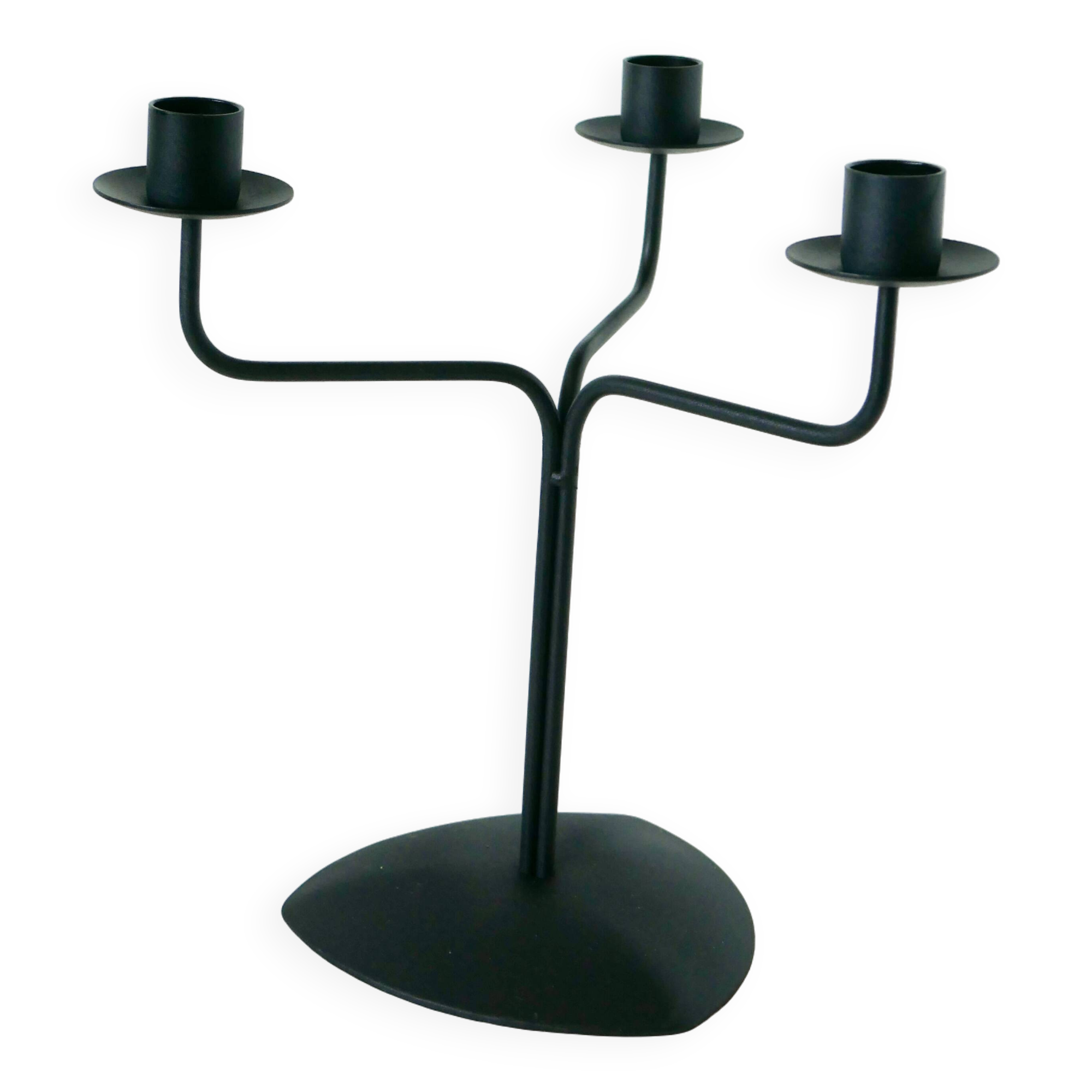 Three-light wrought iron candle holder, Minimalist, Vintage