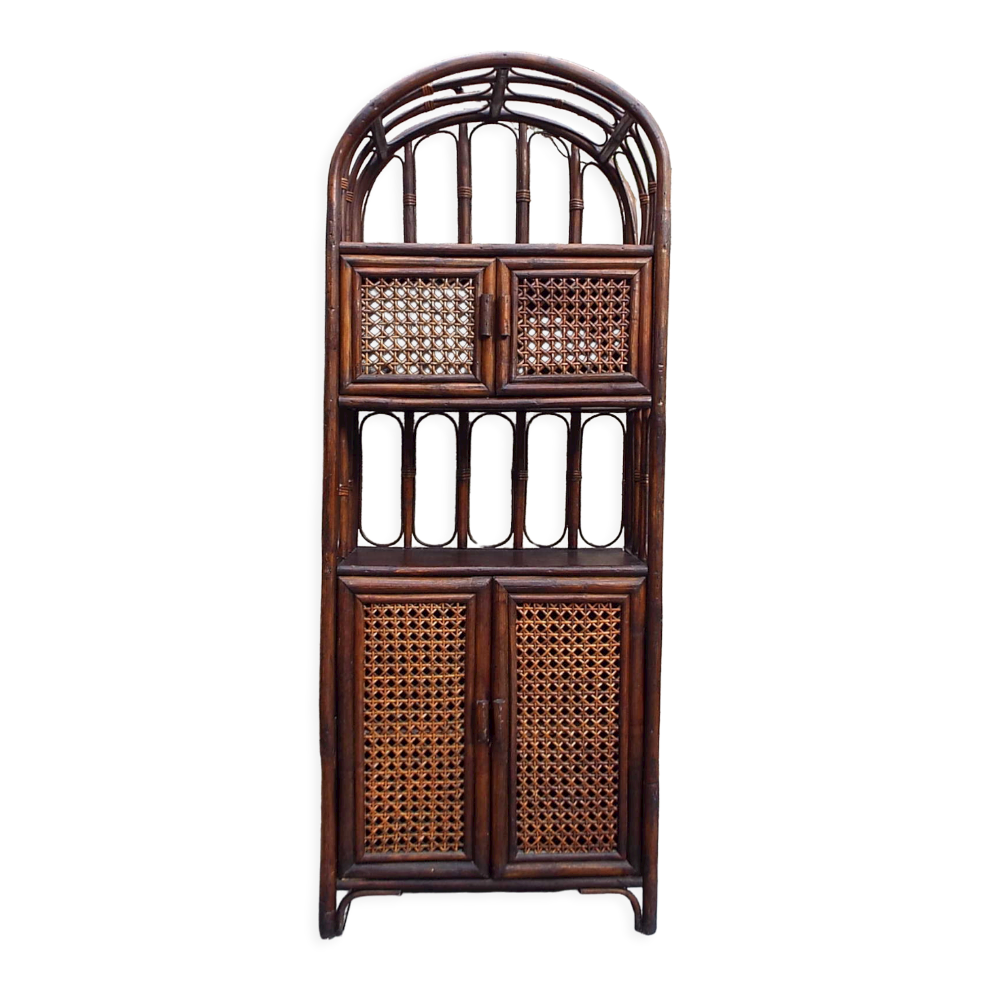 Rattan and bamboo shelf