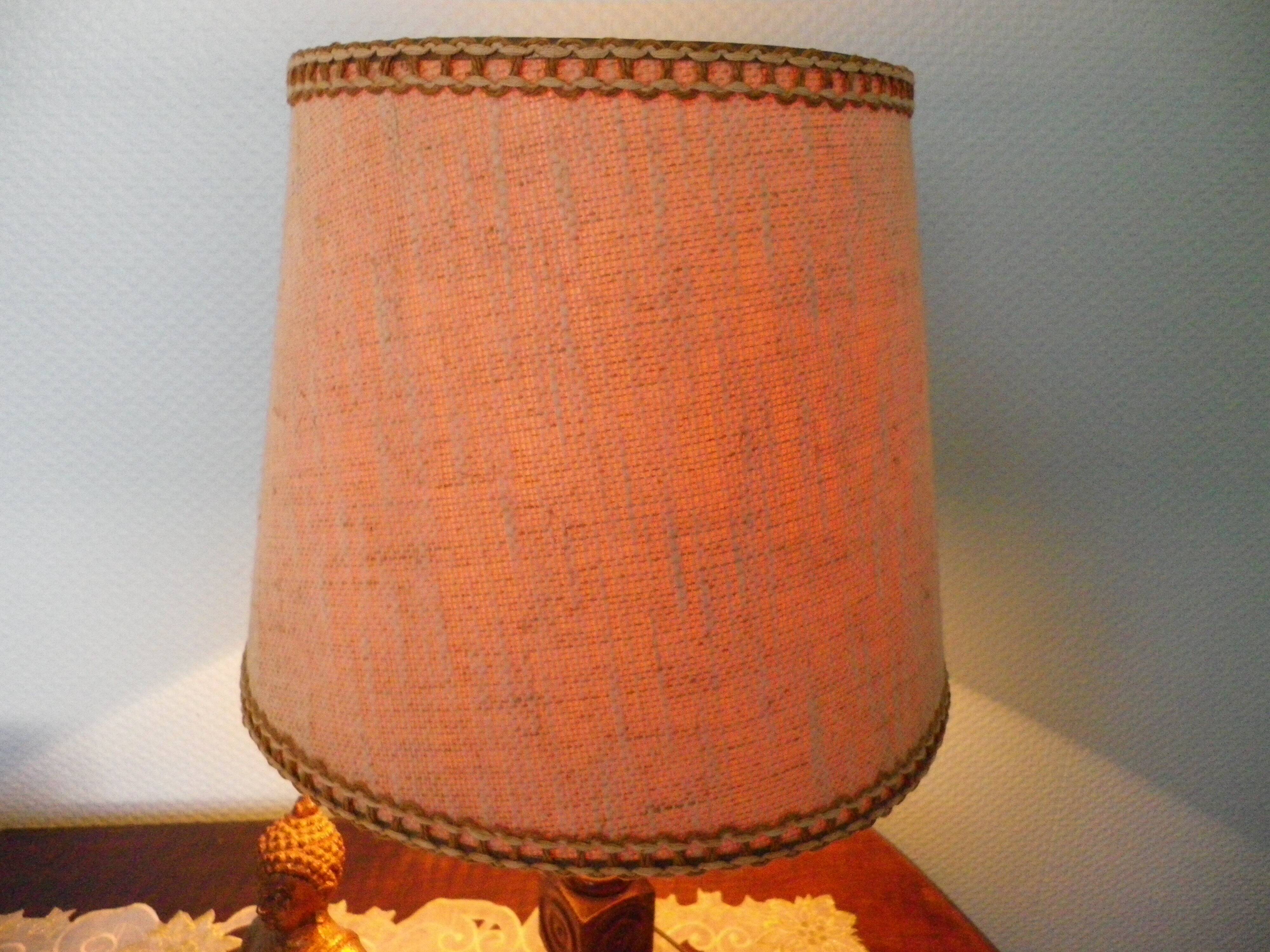 Wooden Desk Lamp with Geometric Design and Fabric Shade, France