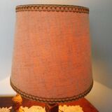 Wooden Desk Lamp with Geometric Design and Fabric Shade, France