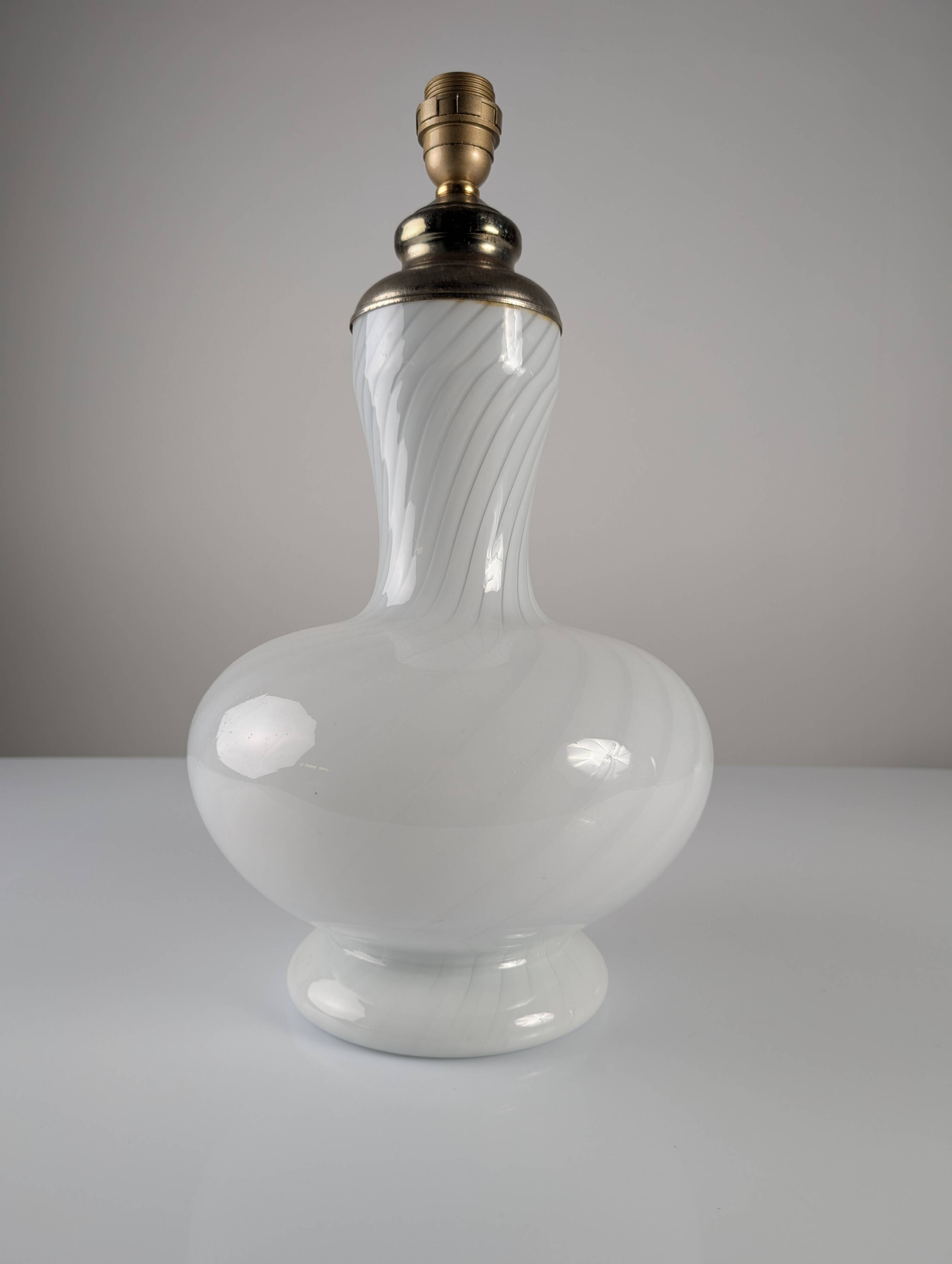 Lampe de table italienne en verre de Murano à double éclairage et laiton, années 1960