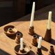 Circular teak monoxyle candle holder D12 H3