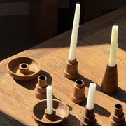 Circular teak monoxyle candle holder D12 H3