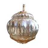 Suspension globe amber glass vintage bubbles 60s / vintage ceiling light / glass empoli