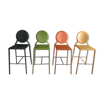 Set of 4 high leather chairs