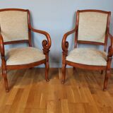 Paire de fauteuils Charles X en merisier