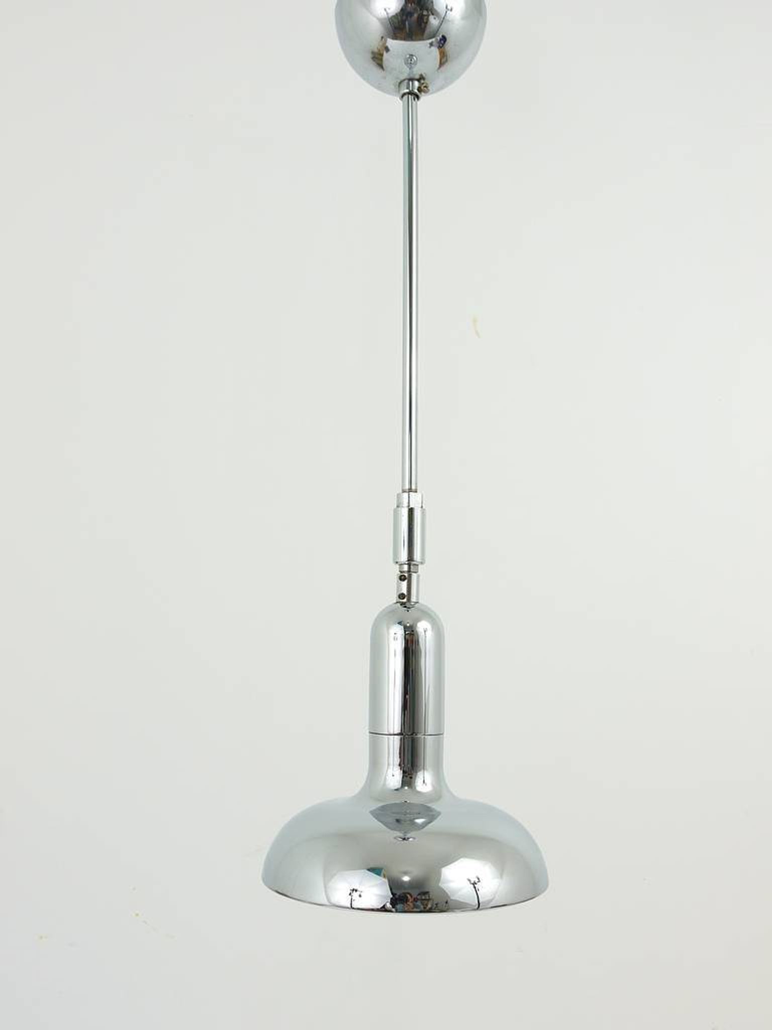 Adjustable suspended luminaire in the style of Gino Sarfatti 4, Gebr. Cosack, Germany, 1970s.