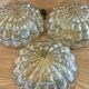 Set of 3 vintage amber moulded glass wall lights and ceiling lights.