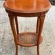 Louis XV oval pedestal table carved in solid cherry wood with cane bedside table