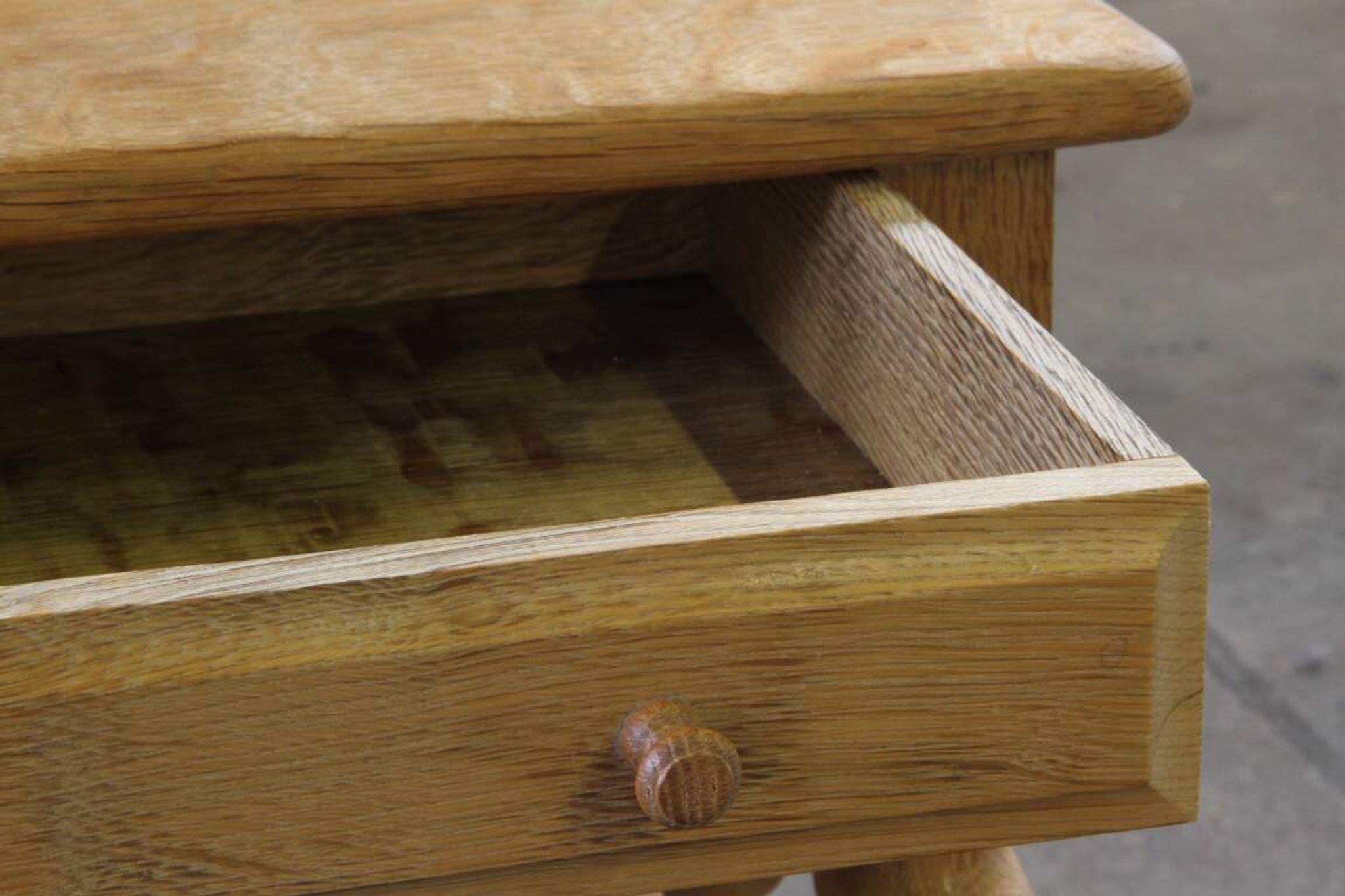 Vintage 1960s Danish oak coffee table, brutalist mid-century, style of Kjærnulf