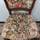 Louis XV Style Chair in Wood and Floral Fabric