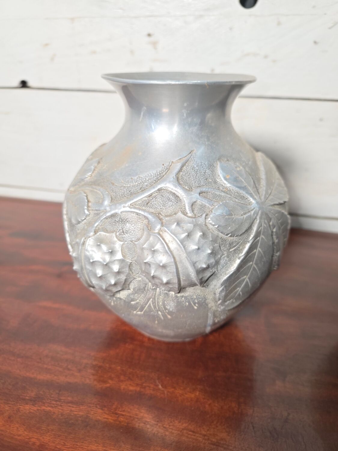 Pair of Art Deco vases in aluminium Signed