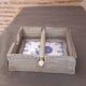 Grey patinated wooden top, ceramic bottom, for napkins/paper napkins