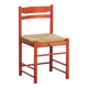 Nice red vintage wooden chair from the 1970s with a woven wicker seat