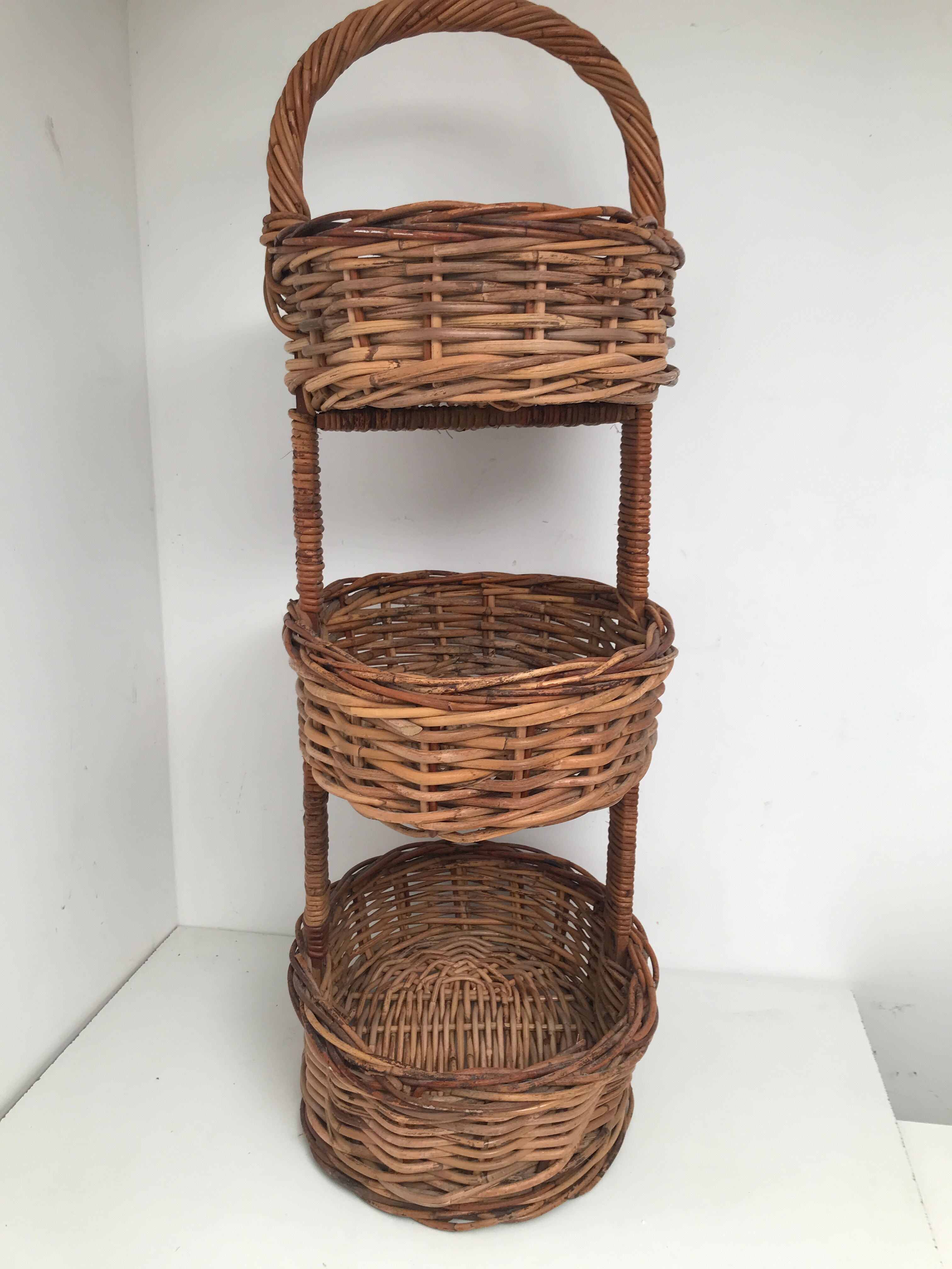 3-storey basket on vintage legs