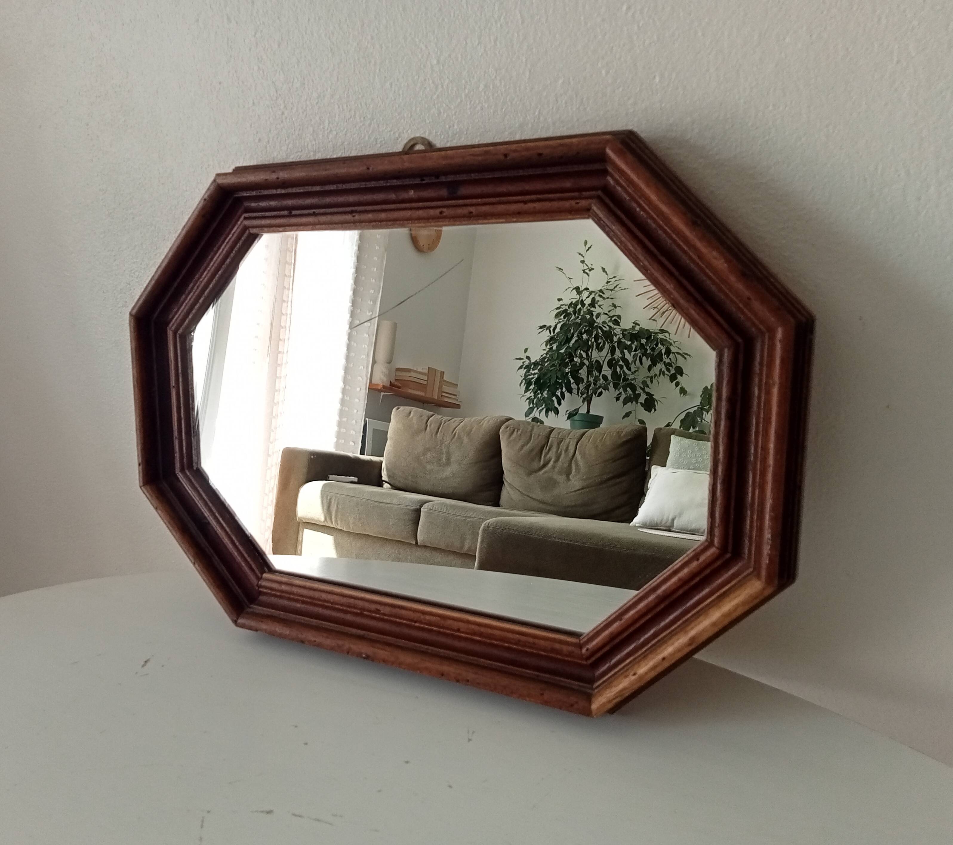 Vintage octagonal mirror from the 1960s.