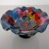 French multicoloured studio ceramic bowl from Vallauris, 1970s