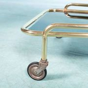 Vintage brass service trolley from the 1960s, Midcentury brass bar trolley.