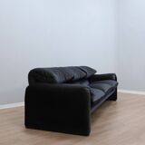 Vintage 1980s blue and green velvet Cassina Maralunga 3-Seater sofa